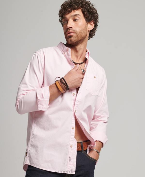 Superdry Hommes magasin marchand - chemise à manches longues D64Z138 vêtements rose