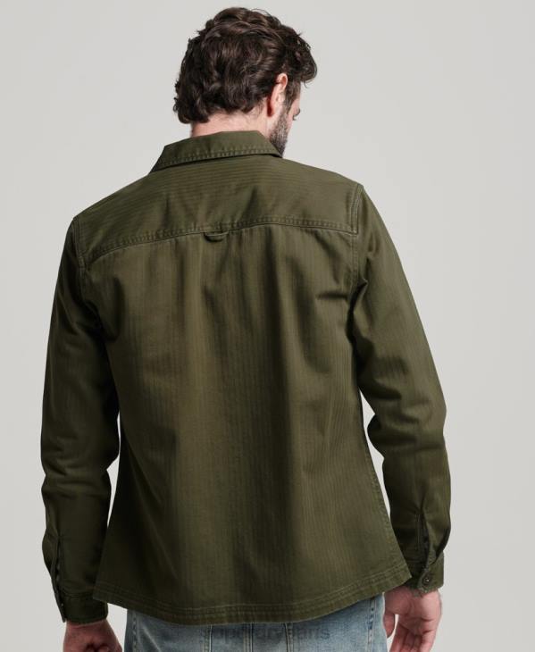 Superdry Hommes magasin marchand - surchemise à chevrons D64Z139 vêtements vert