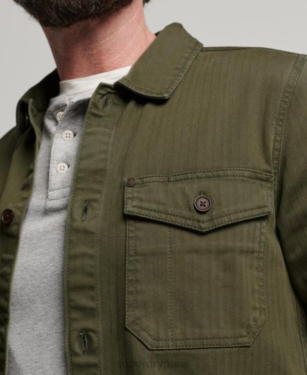 Superdry Hommes magasin marchand - surchemise à chevrons D64Z139 vêtements vert