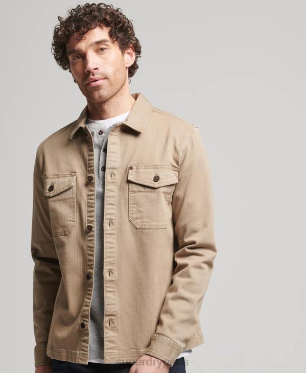 Superdry Hommes magasin marchand - surchemise à chevrons D64Z150 vêtements bronzer