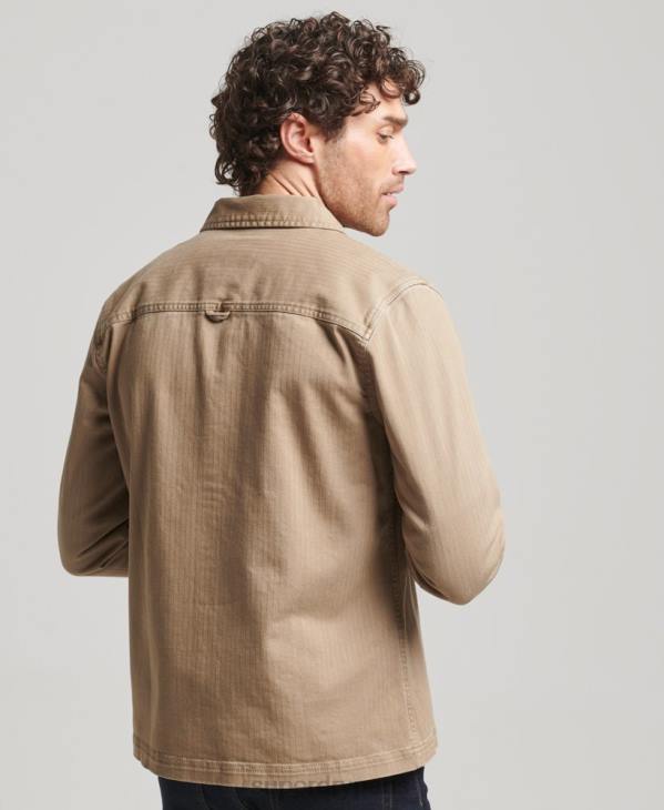 Superdry Hommes magasin marchand - surchemise à chevrons D64Z150 vêtements bronzer