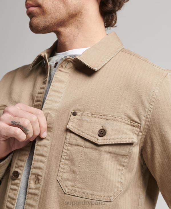 Superdry Hommes magasin marchand - surchemise à chevrons D64Z150 vêtements bronzer