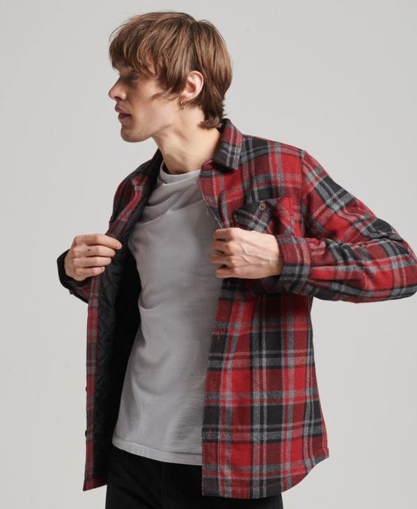 Superdry Hommes magasin marchand - surchemise matelassée D64Z146 vêtements rouge