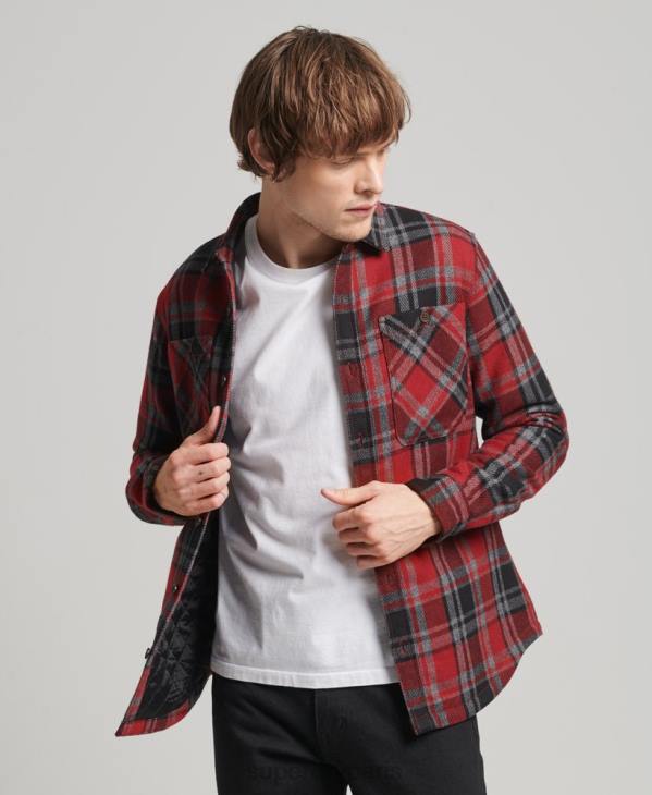 Superdry Hommes magasin marchand - surchemise matelassée D64Z146 vêtements rouge