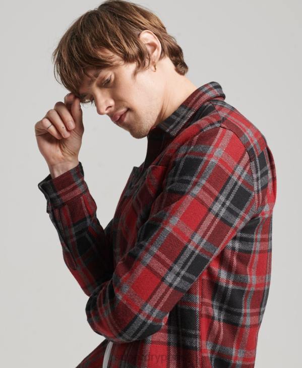 Superdry Hommes magasin marchand - surchemise matelassée D64Z146 vêtements rouge