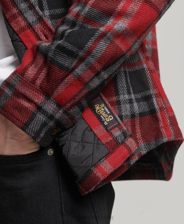 Superdry Hommes magasin marchand - surchemise matelassée D64Z146 vêtements rouge