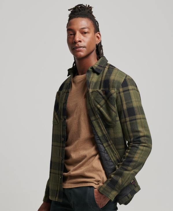 Superdry Hommes magasin marchand - surchemise matelassée D64Z175 vêtements vert