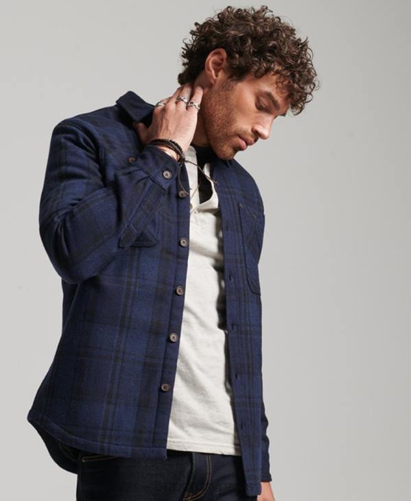 Superdry Hommes magasin marchand - surchemise matelassée D64Z177 vêtements marine