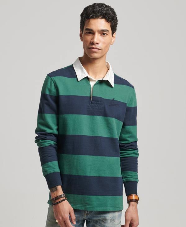 Superdry Hommes maillot de rugby à manches longues blanchi D64Z239 vêtements marine