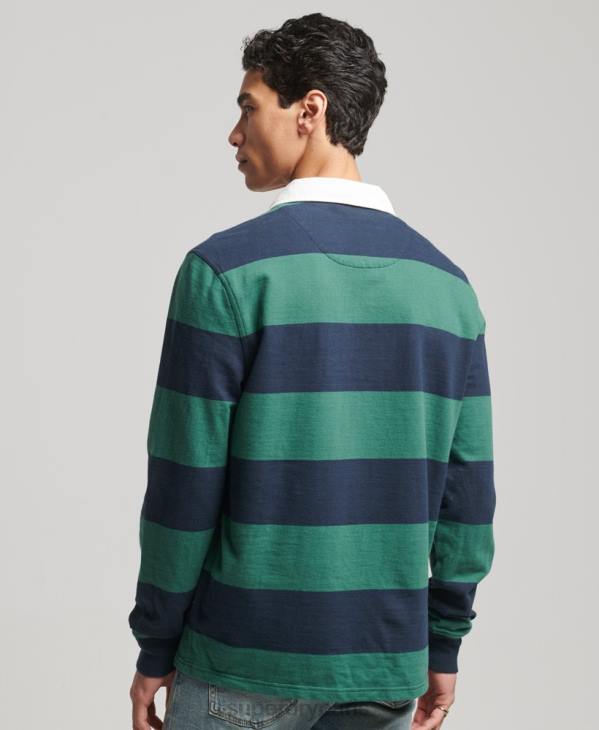 Superdry Hommes maillot de rugby à manches longues blanchi D64Z239 vêtements marine