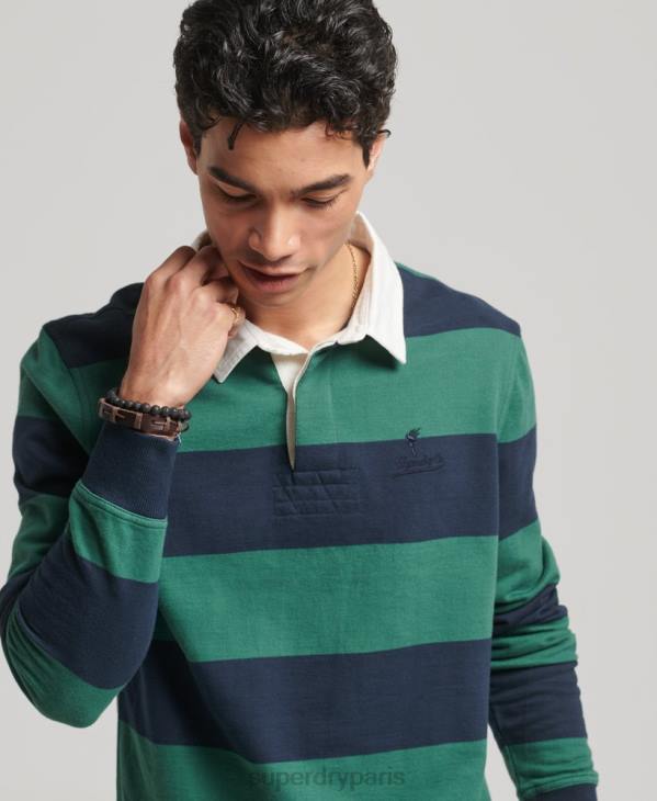 Superdry Hommes maillot de rugby à manches longues blanchi D64Z239 vêtements marine