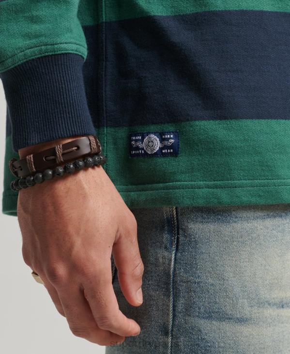 Superdry Hommes maillot de rugby à manches longues blanchi D64Z239 vêtements marine