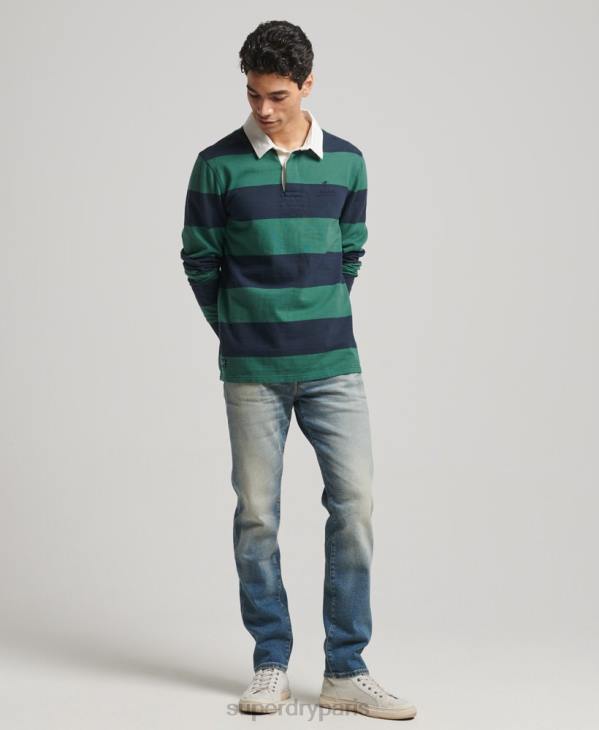 Superdry Hommes maillot de rugby à manches longues blanchi D64Z239 vêtements marine
