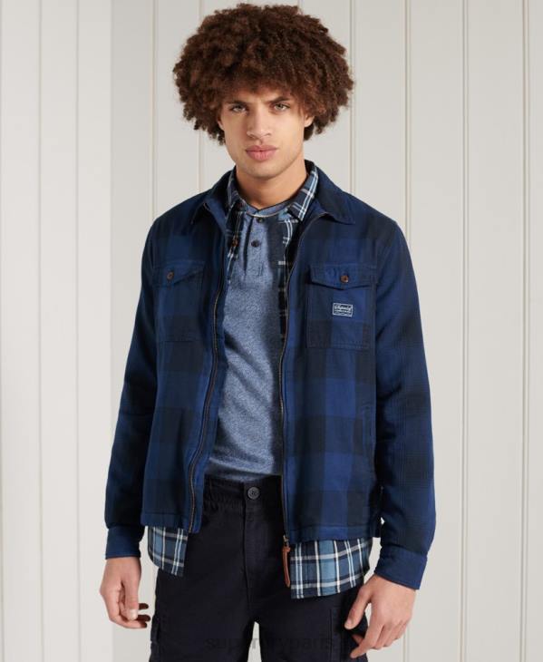 Superdry Hommes surchemise en flanelle D64Z237 vêtements bleu