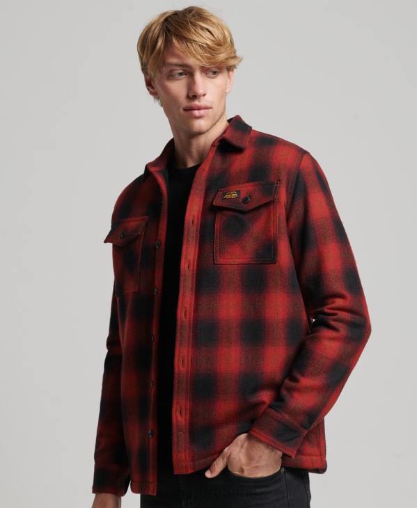 Superdry Hommes surchemise en laine miller doublée de sherpa D64Z155 vêtements rouge