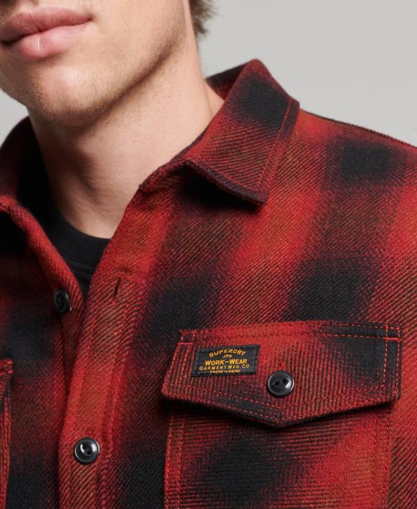 Superdry Hommes surchemise en laine miller doublée de sherpa D64Z155 vêtements rouge