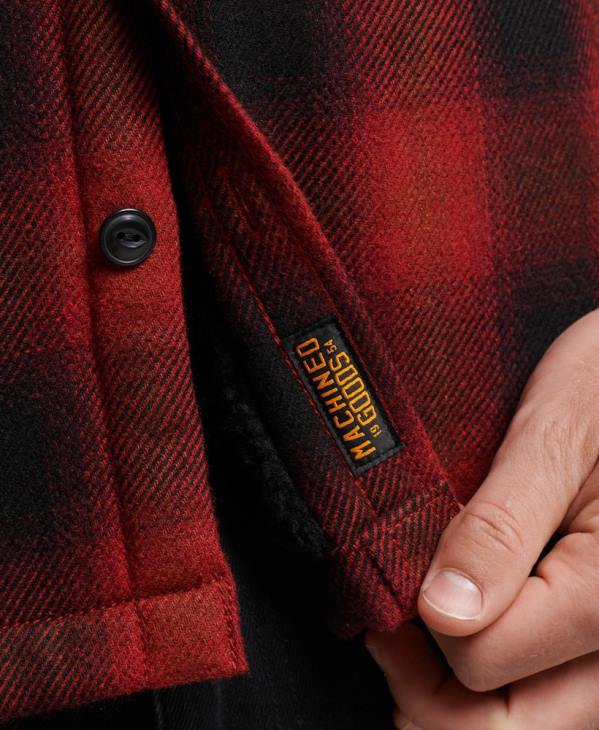 Superdry Hommes surchemise en laine miller doublée de sherpa D64Z155 vêtements rouge