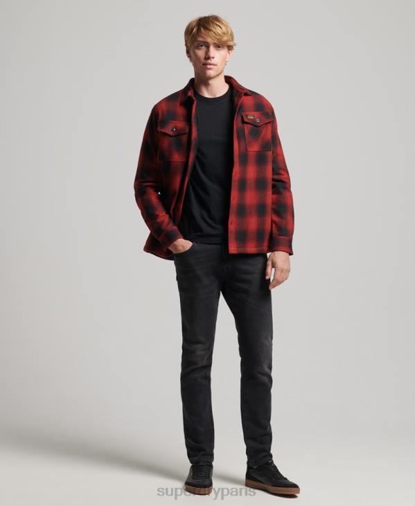 Superdry Hommes surchemise en laine miller doublée de sherpa D64Z155 vêtements rouge