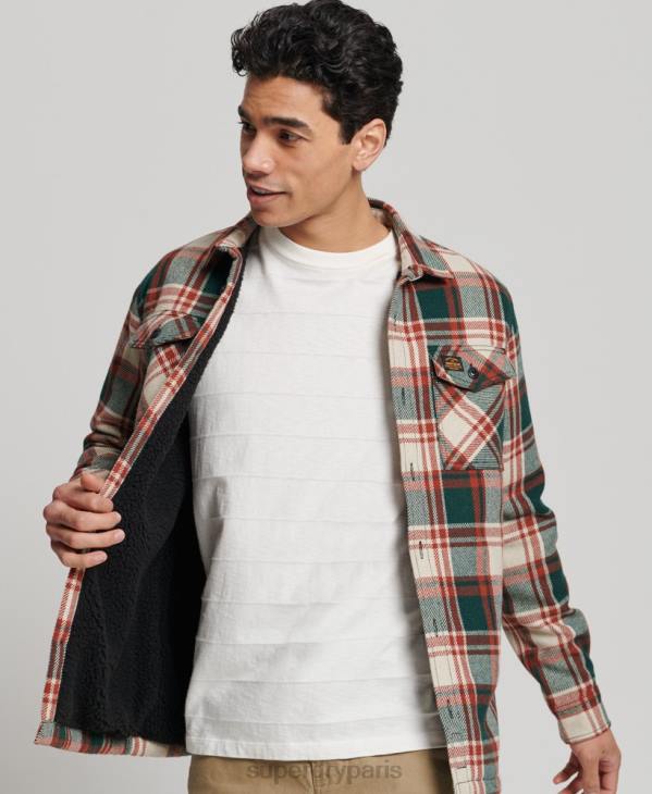 Superdry Hommes surchemise en laine miller doublée de sherpa D64Z173 vêtements vert