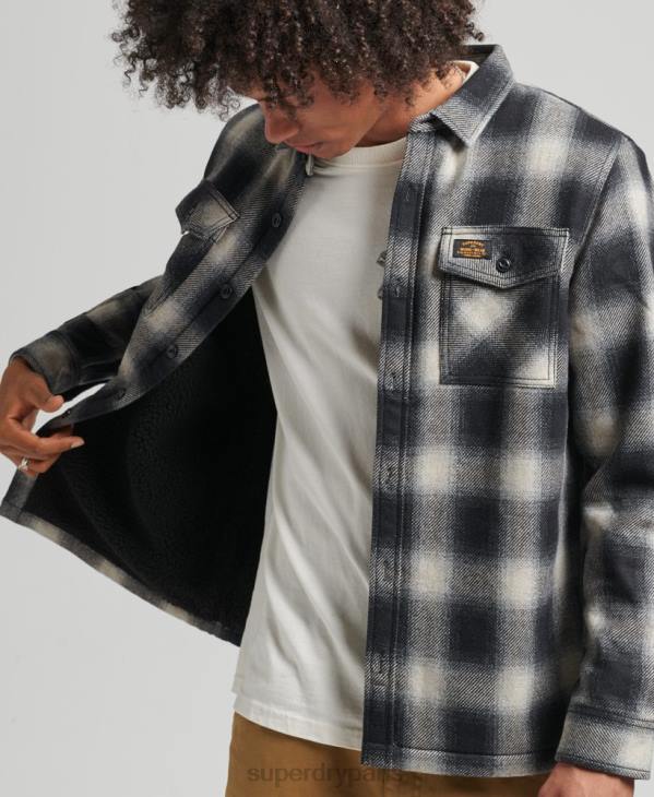 Superdry Hommes surchemise en laine miller doublée de sherpa D64Z174 vêtements noir
