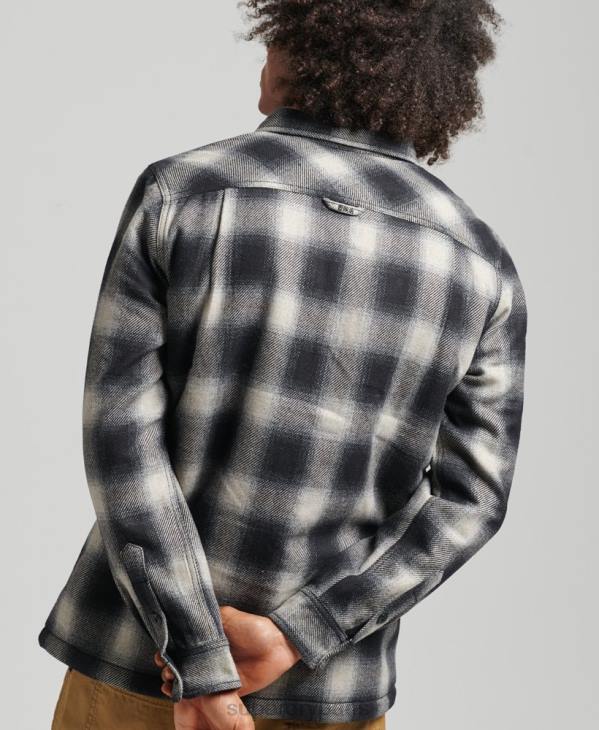 Superdry Hommes surchemise en laine miller doublée de sherpa D64Z174 vêtements noir