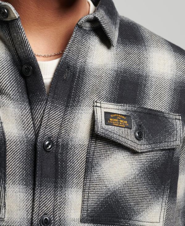 Superdry Hommes surchemise en laine miller doublée de sherpa D64Z174 vêtements noir