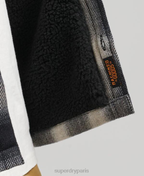 Superdry Hommes surchemise en laine miller doublée de sherpa D64Z174 vêtements noir
