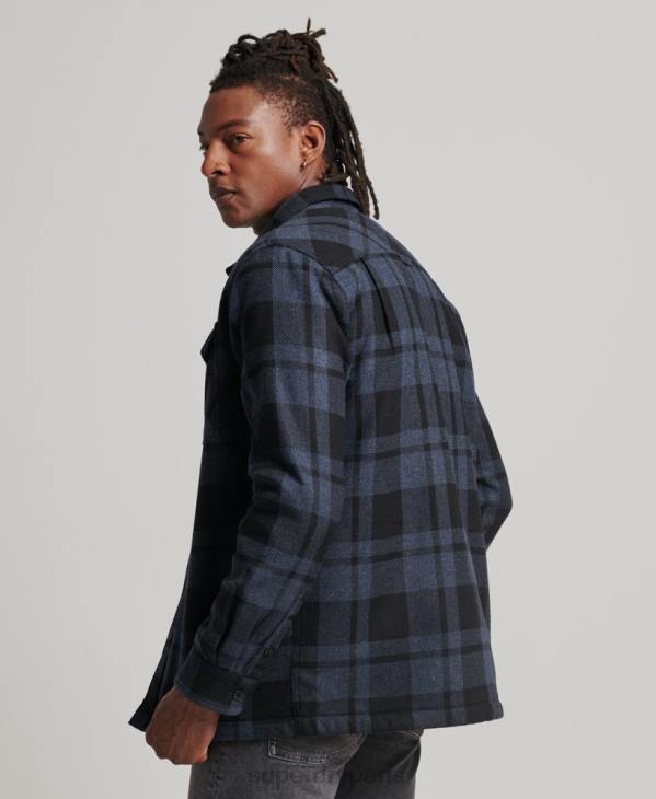 Superdry Hommes surchemise en laine miller doublée de sherpa D64Z195 vêtements gris foncé