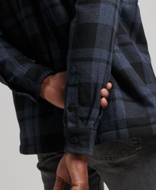 Superdry Hommes surchemise en laine miller doublée de sherpa D64Z195 vêtements gris foncé