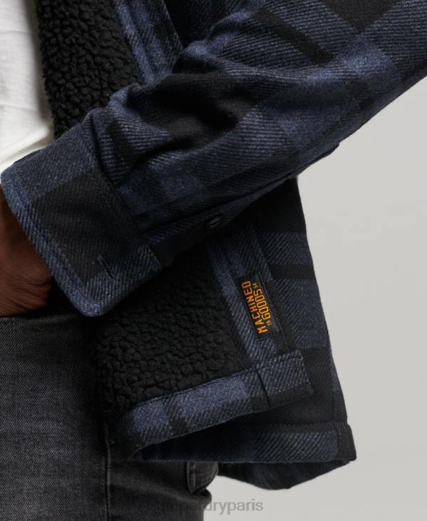 Superdry Hommes surchemise en laine miller doublée de sherpa D64Z195 vêtements gris foncé