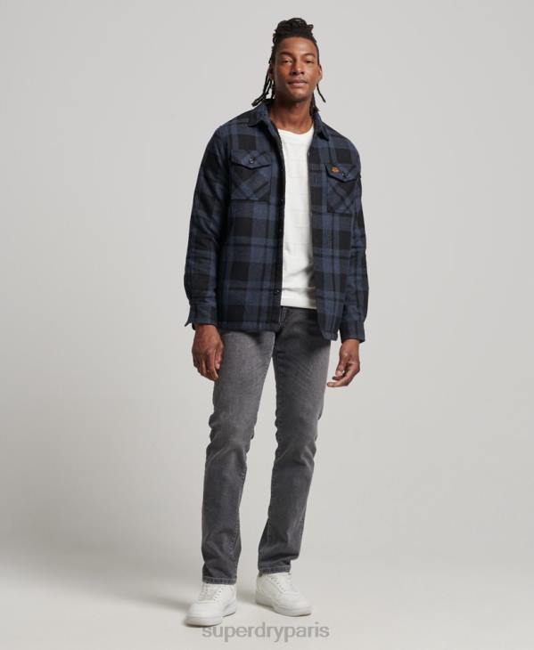 Superdry Hommes surchemise en laine miller doublée de sherpa D64Z195 vêtements gris foncé