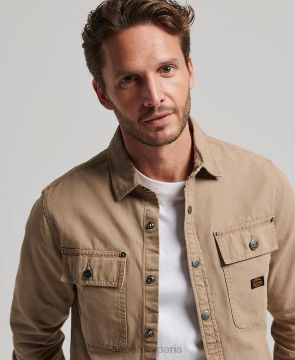 Superdry Hommes surchemise en toile D64Z140 vêtements bronzer