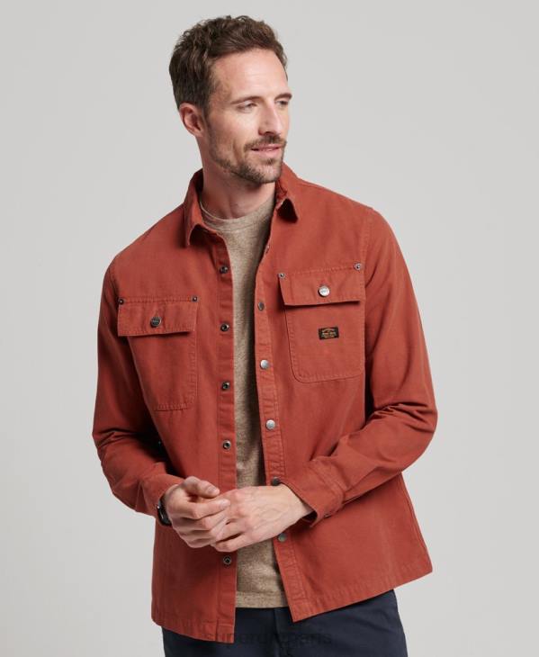 Superdry Hommes surchemise en toile D64Z141 vêtements brun