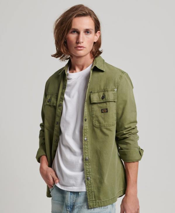 Superdry Hommes surchemise en toile D64Z142 vêtements kaki