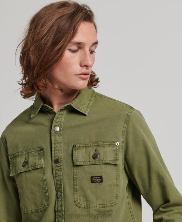 Superdry Hommes surchemise en toile D64Z142 vêtements kaki