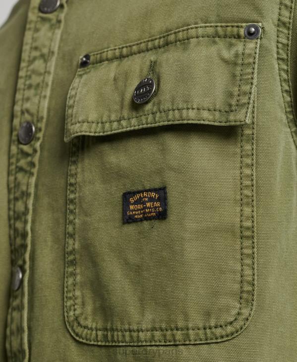 Superdry Hommes surchemise en toile D64Z142 vêtements kaki