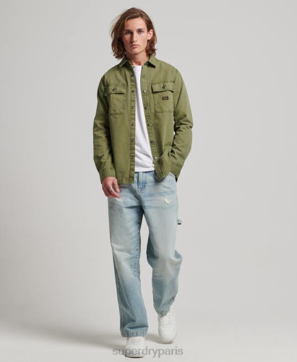Superdry Hommes surchemise en toile D64Z142 vêtements kaki