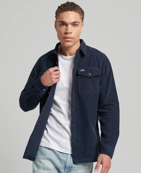 Superdry Hommes surchemise en velours côtelé vintage D64Z182 vêtements marine