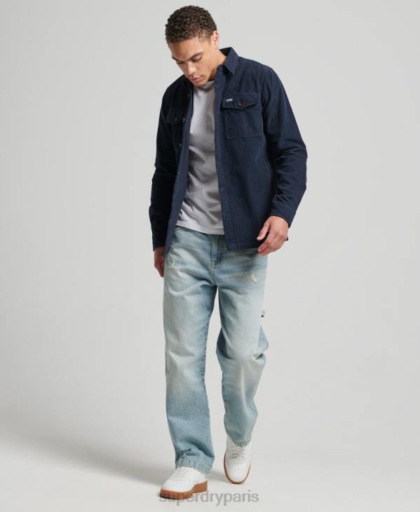 Superdry Hommes surchemise en velours côtelé vintage D64Z182 vêtements marine