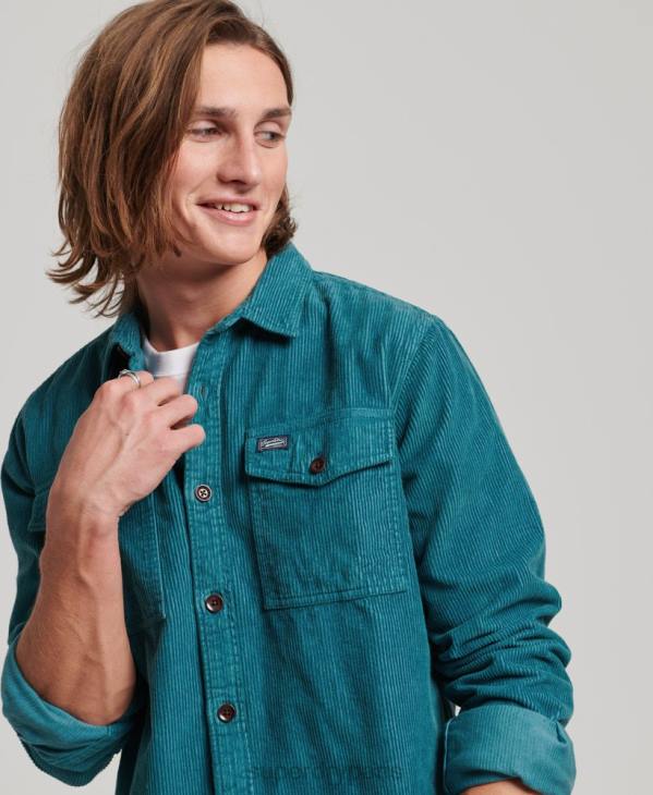 Superdry Hommes surchemise en velours côtelé vintage D64Z201 vêtements turquoise