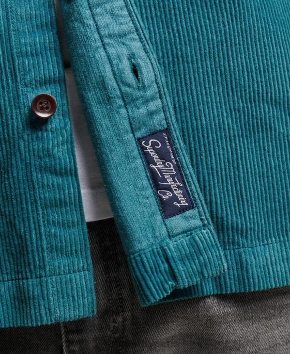 Superdry Hommes surchemise en velours côtelé vintage D64Z201 vêtements turquoise
