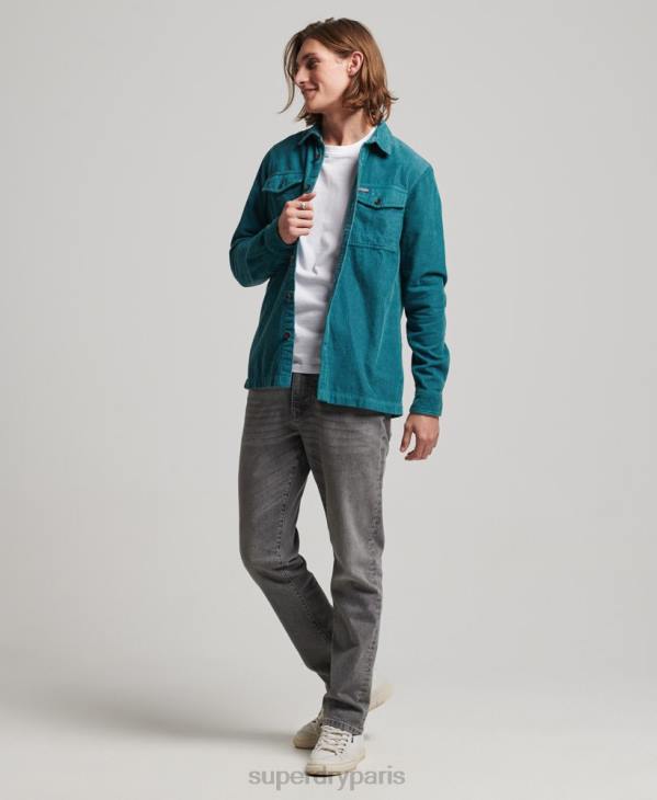 Superdry Hommes surchemise en velours côtelé vintage D64Z201 vêtements turquoise