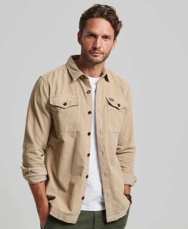 Superdry Hommes surchemise en velours côtelé vintage D64Z210 vêtements brun