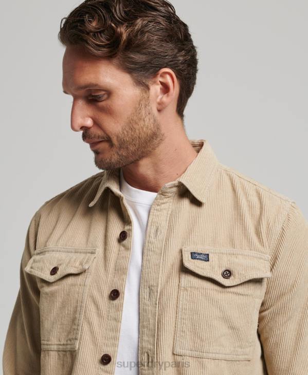 Superdry Hommes surchemise en velours côtelé vintage D64Z210 vêtements brun