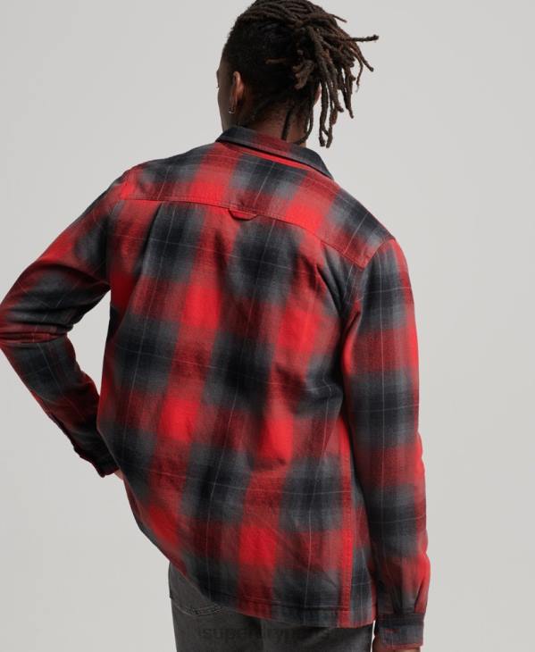 Superdry Hommes surchemise matelassée à carreaux D64Z6393 vêtements rouge
