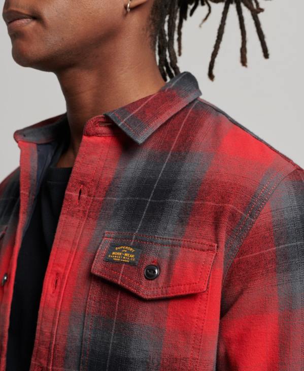 Superdry Hommes surchemise matelassée à carreaux D64Z6393 vêtements rouge