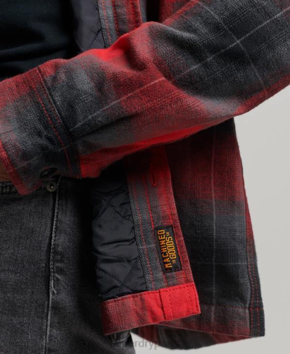 Superdry Hommes surchemise matelassée à carreaux D64Z6393 vêtements rouge