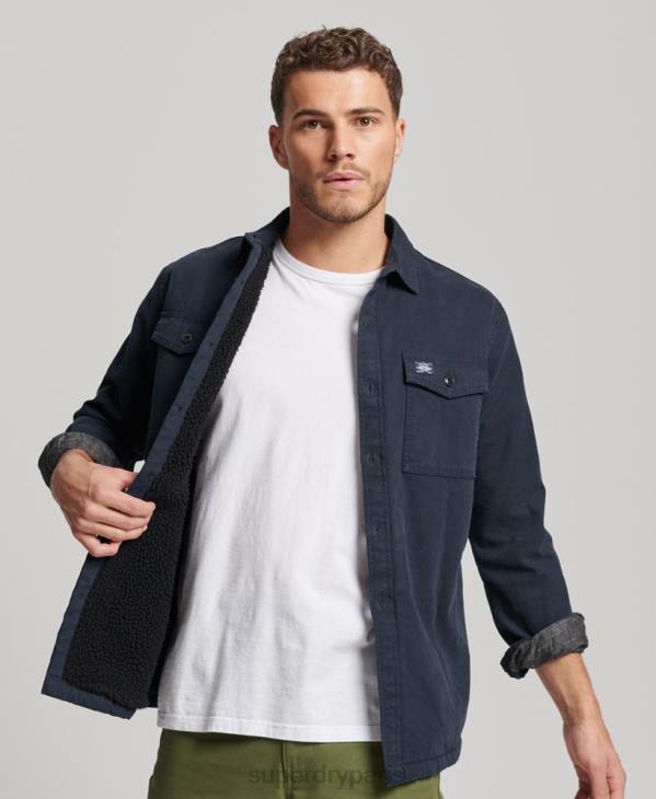 Superdry Hommes surchemise miller doublée borg D64Z143 vêtements marine