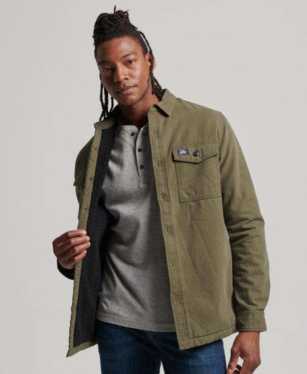 Superdry Hommes surchemise miller doublée borg D64Z163 vêtements vert