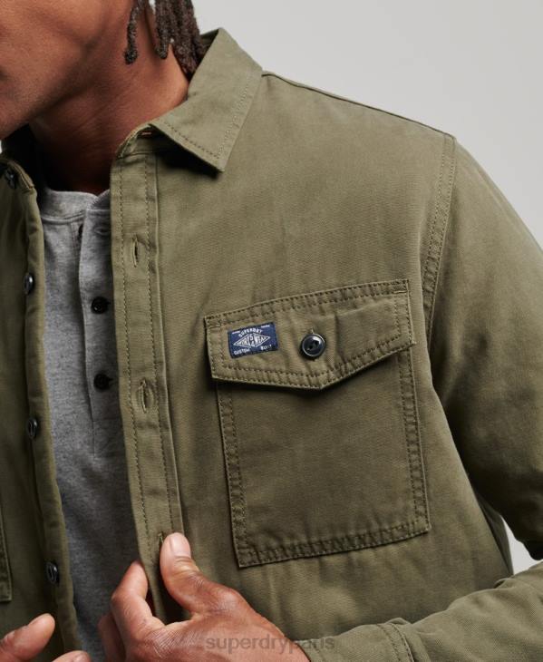 Superdry Hommes surchemise miller doublée borg D64Z163 vêtements vert